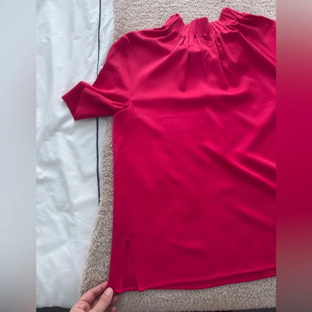 COS High-Neck Satin top Pink - Picture 8 of 11